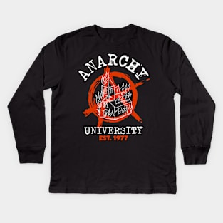 Anarchy University 1977 Street Crust Punk Kids Long Sleeve T-Shirt